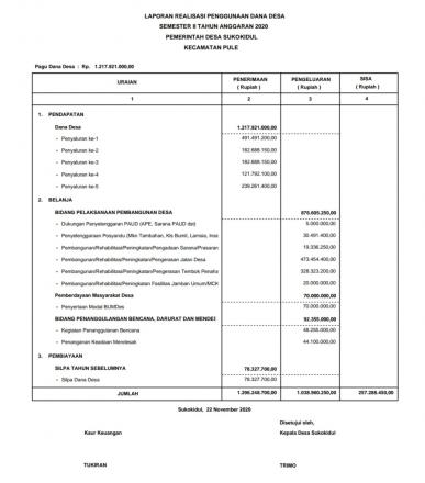 UPDATE LAPORAN PENGGUNAAN DANA DESA 